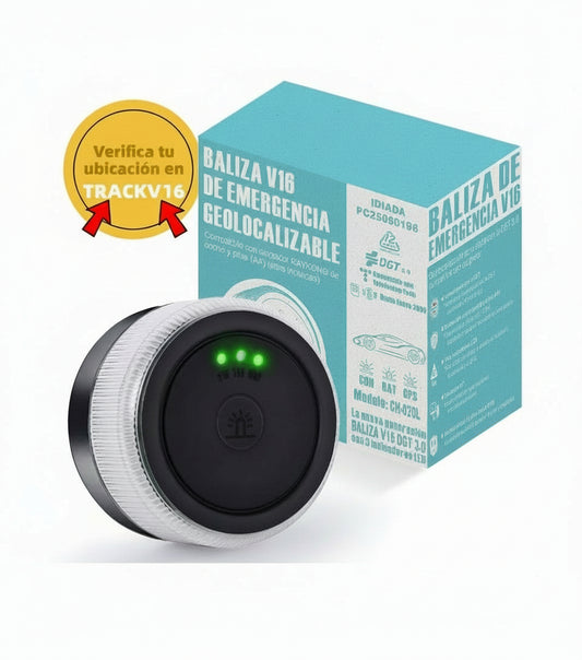 Baliza V16 | 2ª GENERACION Geolocalización DGT 3.0 | Luz Emergencia Coche Homologado DGT | SIM y Datos Pagados hasta 2038