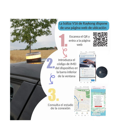 Baliza V16 | 2ª GENERACION Geolocalización DGT 3.0 | Luz Emergencia Coche Homologado DGT | SIM y Datos Pagados hasta 2038